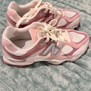 New Balance Women's Pink and White Sneakers